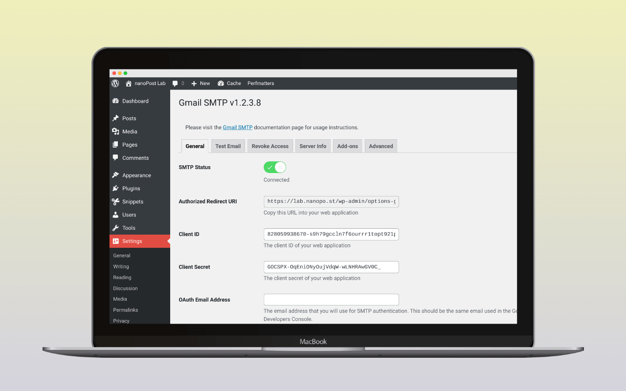 Plugin “Gmail SMTP” (by naa986) review