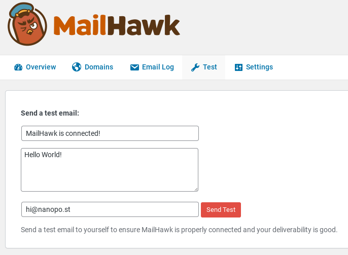 MailHawk mail tester