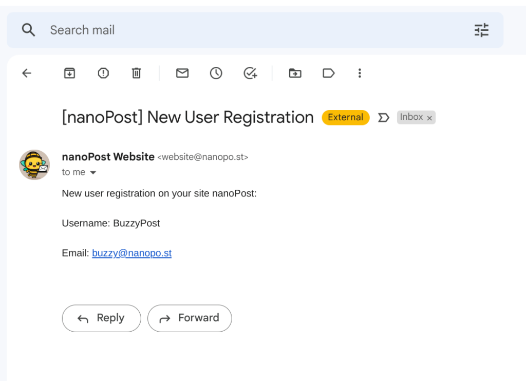 WordPress new user email